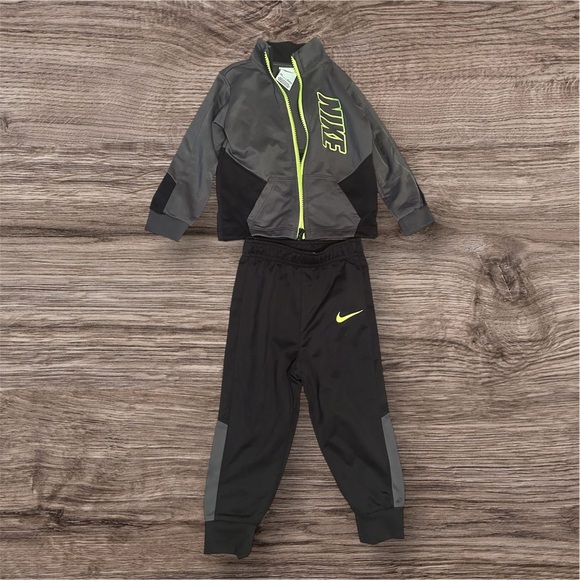 Nike Other - Nike Kids' Gray and Black Tracksuit with Neon Accents